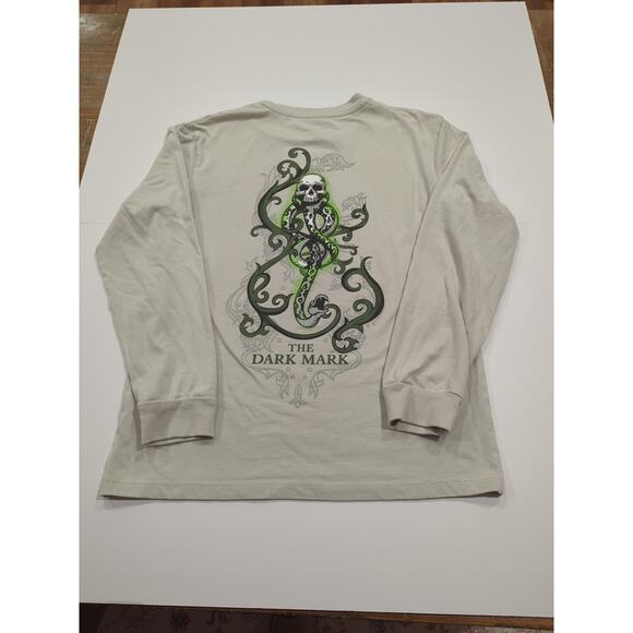 Harry Potter Light Gray M Long Sleeve Morsmordre T-shirt Used - Picture 4 of 7
